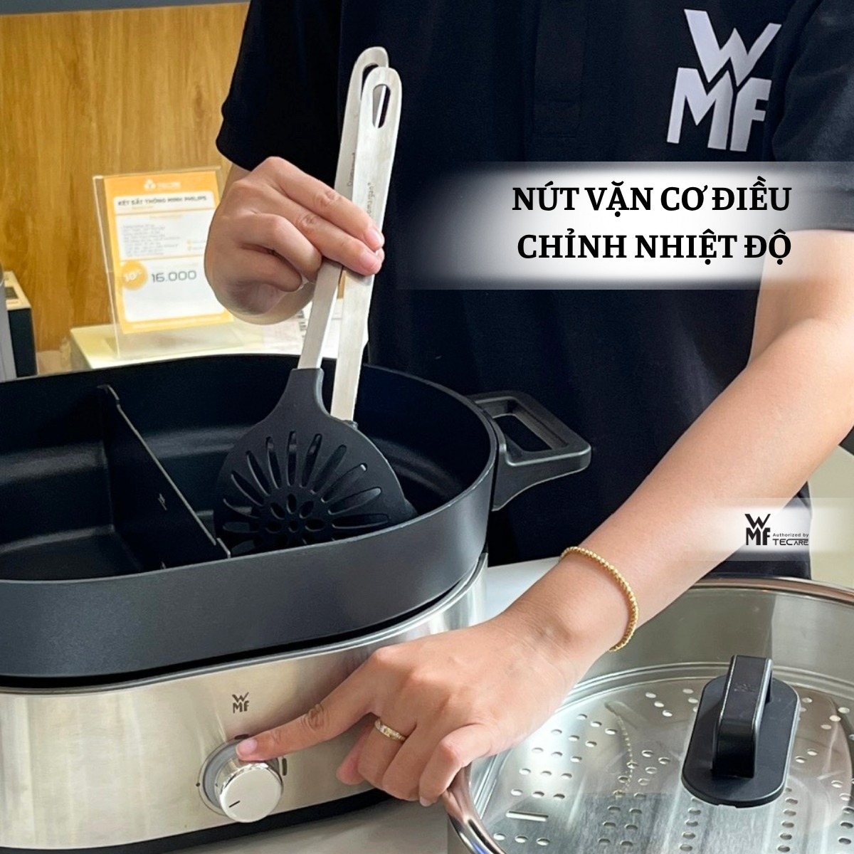 WMF nồi lẩu hấp 2 ngăn Lono Hot Pot & Steam - công suất 1700W, dung tích 3.6L
