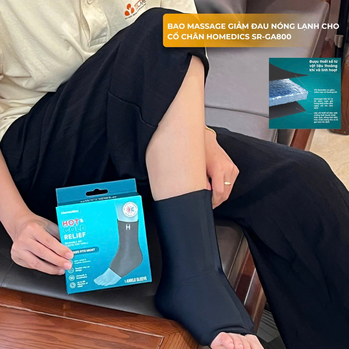 [COMBO MÙA HÈ] 2 Bao Massage Gel Giảm Đau Nóng Lạnh Homedics Cổ tay + Cổ chân