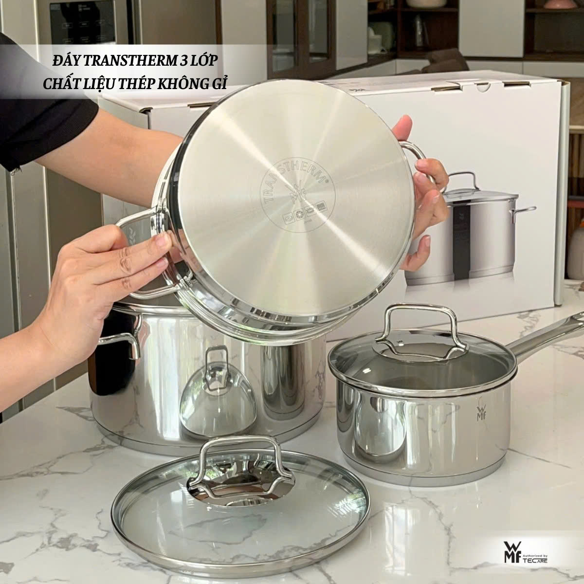 WMF Bộ Nồi 3 Món Astoria Cookware - 2 Nồi + 1 Quánh. Quà tặng: Máy sấy tóc Xiaomi