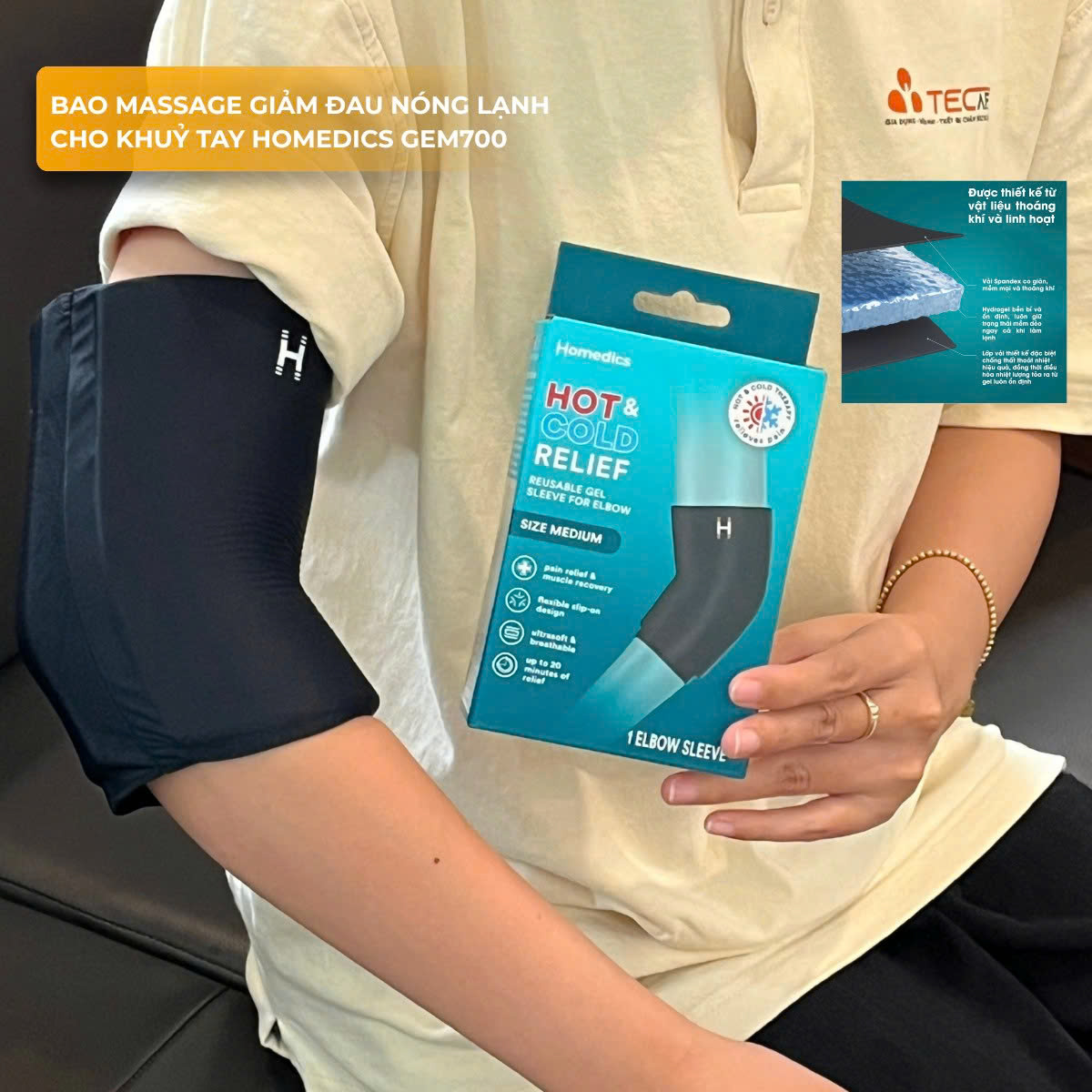 [COMBO] MÙA HÈ 2 Bao Massage Gel Giảm Đau Nóng Lạnh Homedics Khuỷu Tay + Cổ Chân