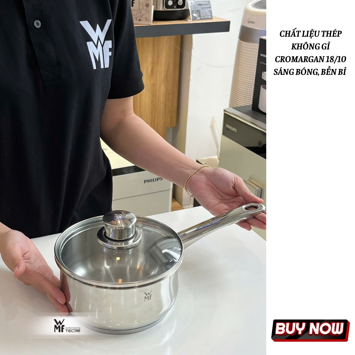 WMF quánh Diadem Plus ( Có Nắp ), thép không gỉ Cromargan - Size 16cm, dung tích 1,7L