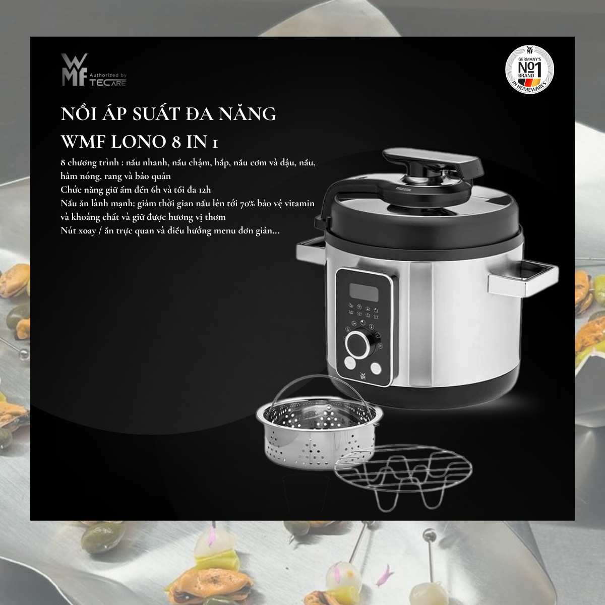 WMF Nồi áp suất Lono 8 in 1 - dung tích 6L