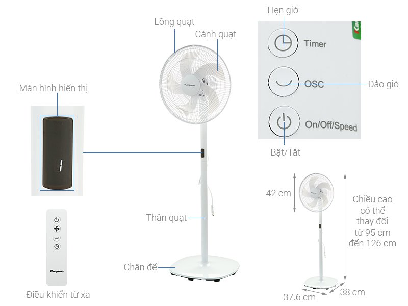 Quạt đứng Kangaroo KG726