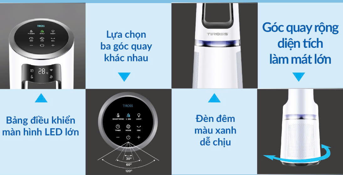 Quạt tháp lọc không khí, tạo ion Tiross TS9176