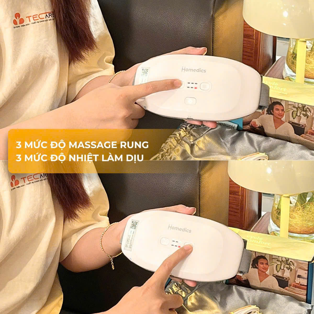 Homedics Đai massage chườm bụng, lưng.  Giảm đau, chườm ấm hàng tháng kỳ kinh cho phụ nữ WMH-200H