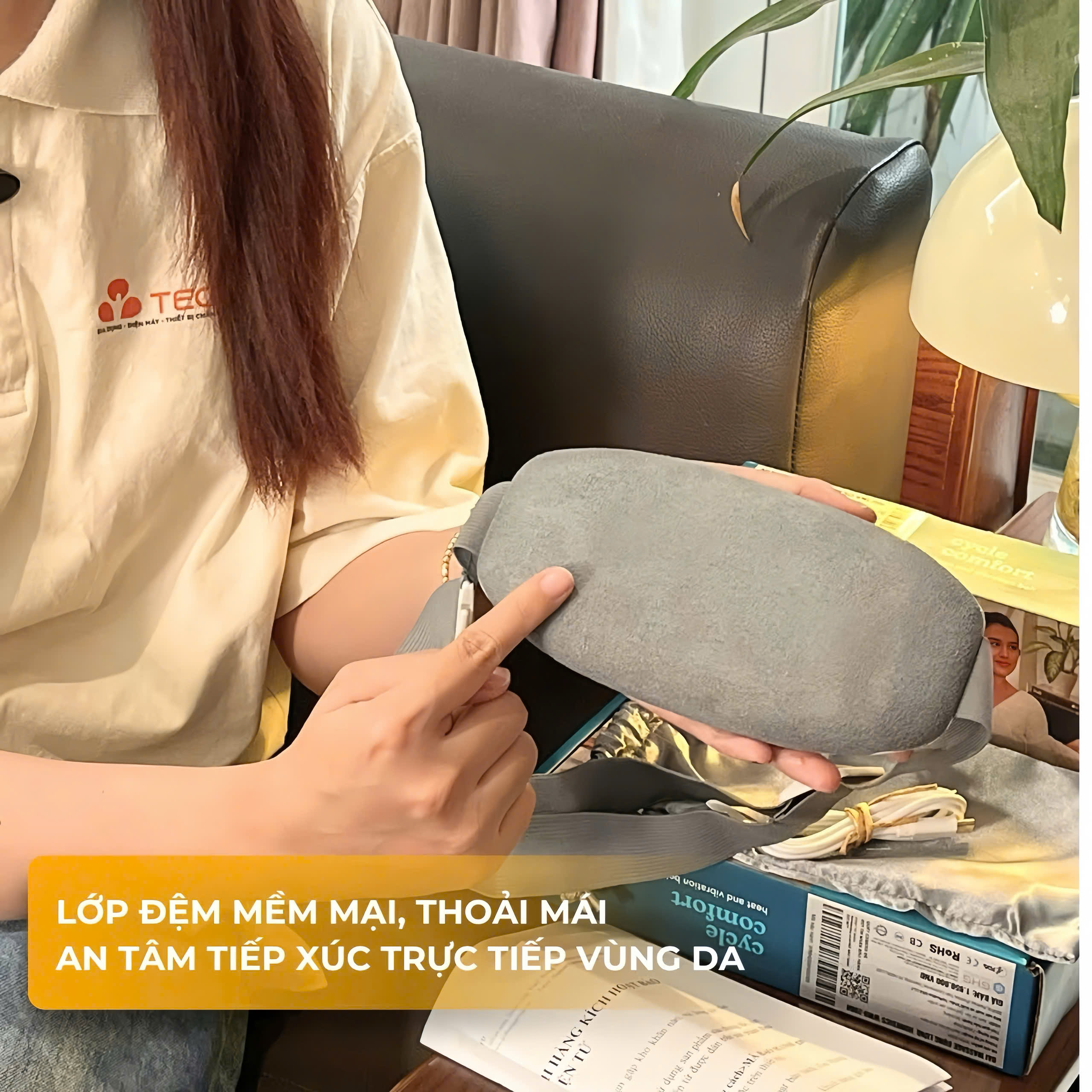 Homedics Đai massage chườm bụng, lưng.  Giảm đau, chườm ấm hàng tháng kỳ kinh cho phụ nữ WMH-200H