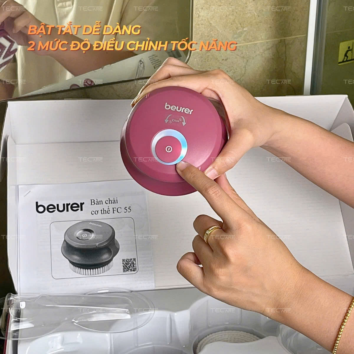 Beurer Bàn chải/Gậy tắm điện kì lưng hiệu quả FC55