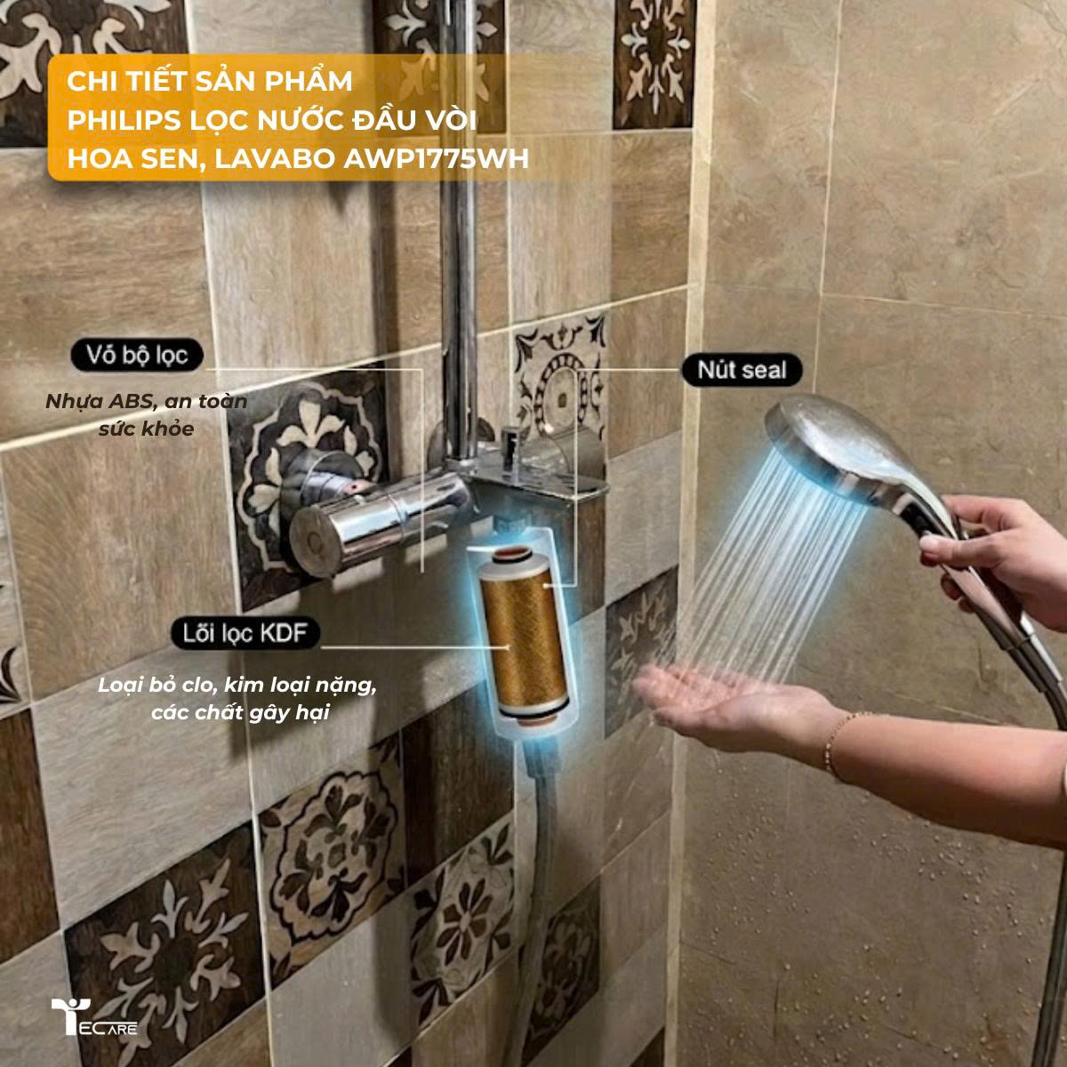 Philips lọc nước đầu vòi hoa sen, lavabo AWP1775WH