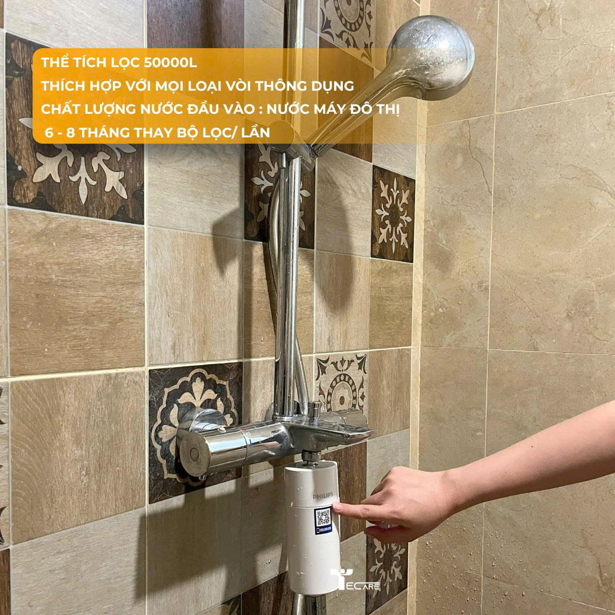 Philips lọc nước đầu vòi hoa sen, lavabo AWP1775WH