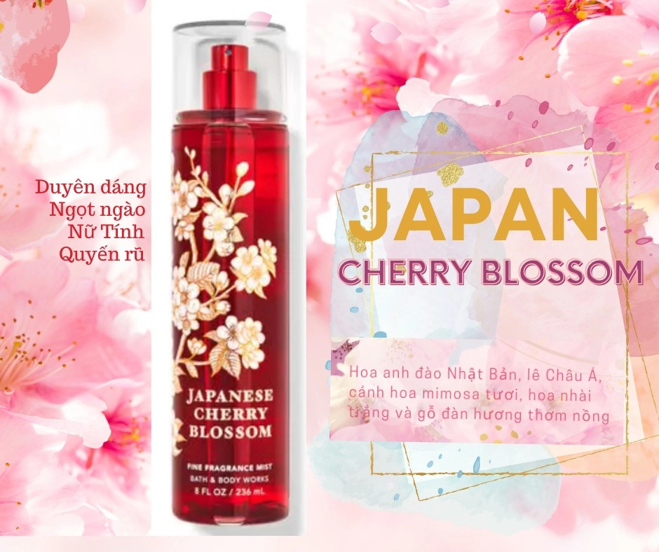 (MẪU CŨ) Xịt Thơm Japanese Cherry Blossom - Bath Body Works