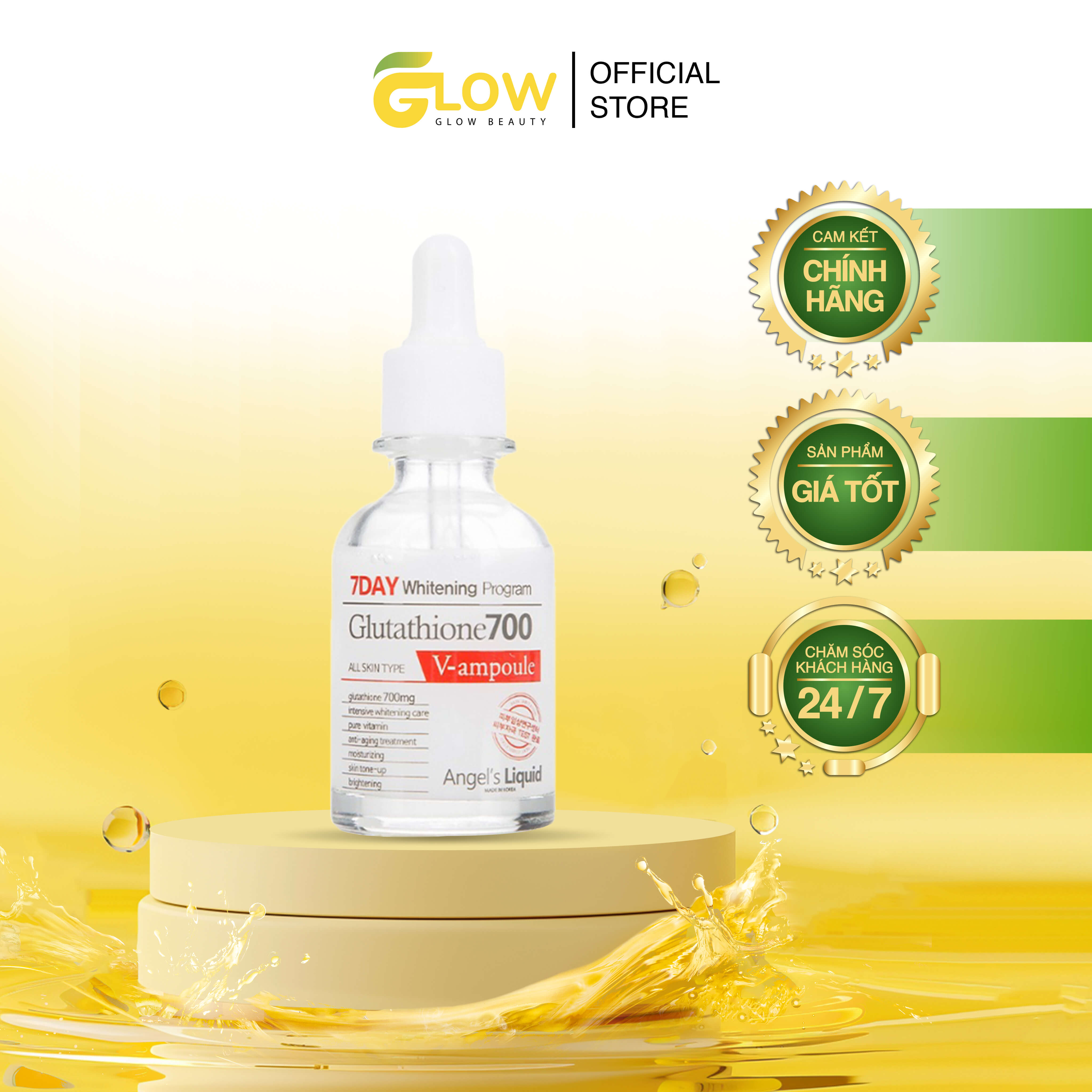 Serum dưỡng trắng Angel's Liquid 7Day Whitening Program Glutathione 700 V-Ampoule 30ml