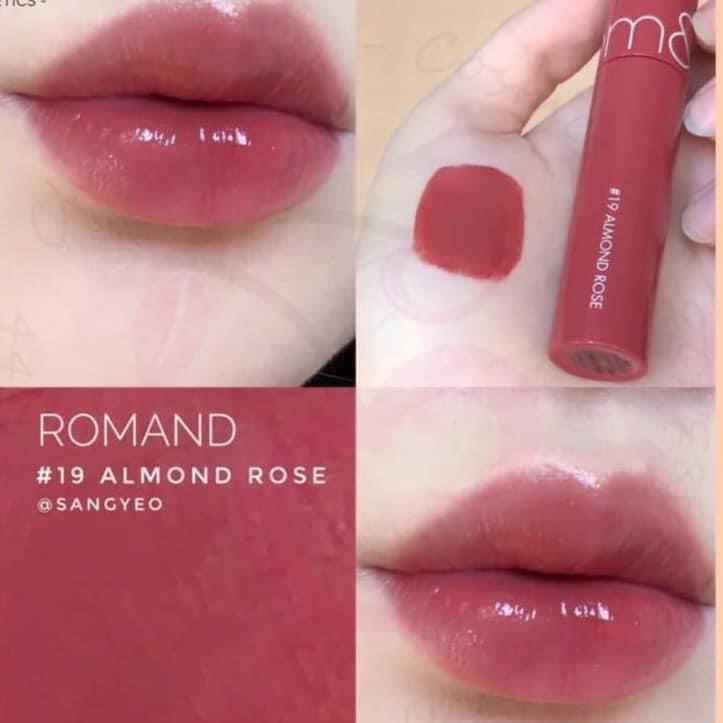 Son Tint bóng Romand Juicy Lasting Tint #19 Almond Rose (Hồng nâu đất)