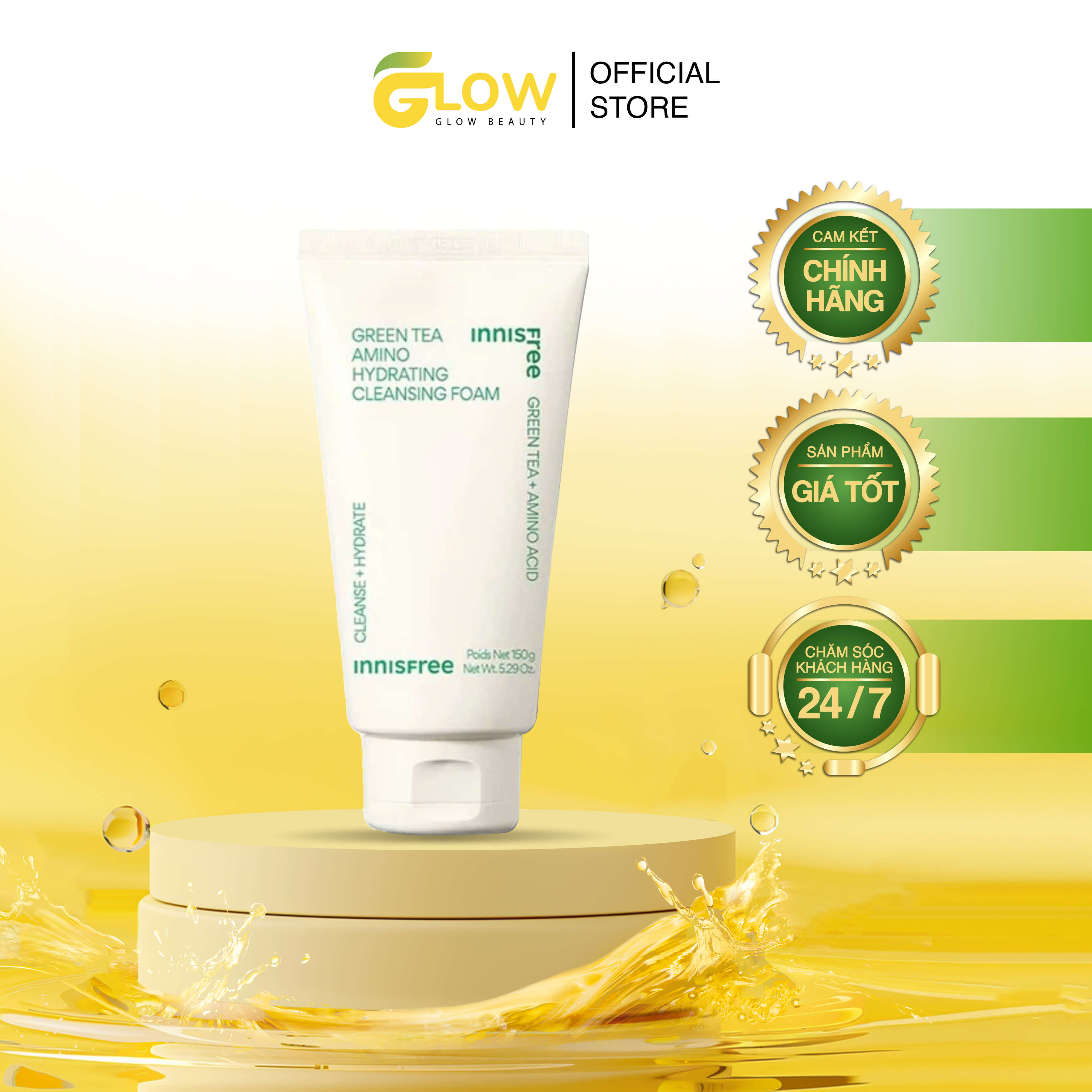 Innisfree - sữa rửa mặt trà xanh 150ml (mẫu mới)