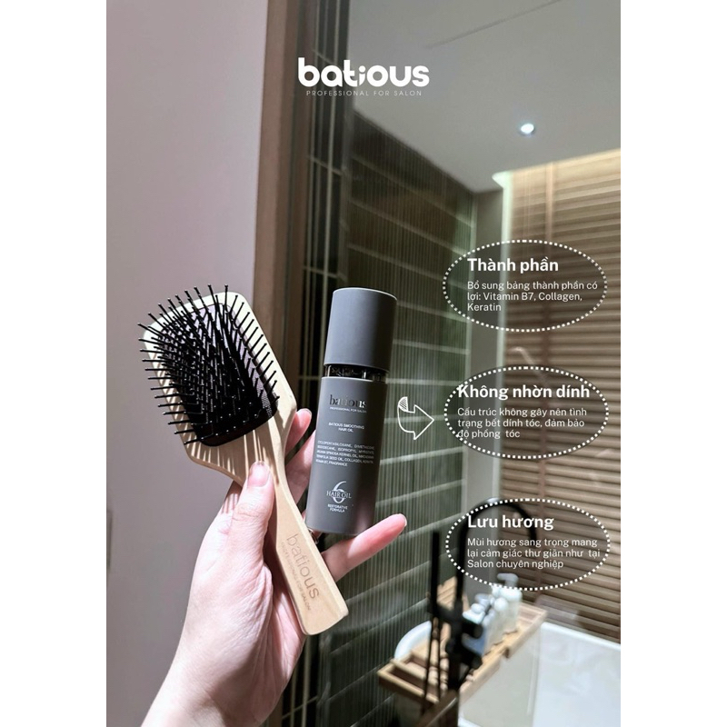 Dầu Dưỡng Tóc Batious Smoothing Hair Oil 60ml (Tặng kèm lược Batious)