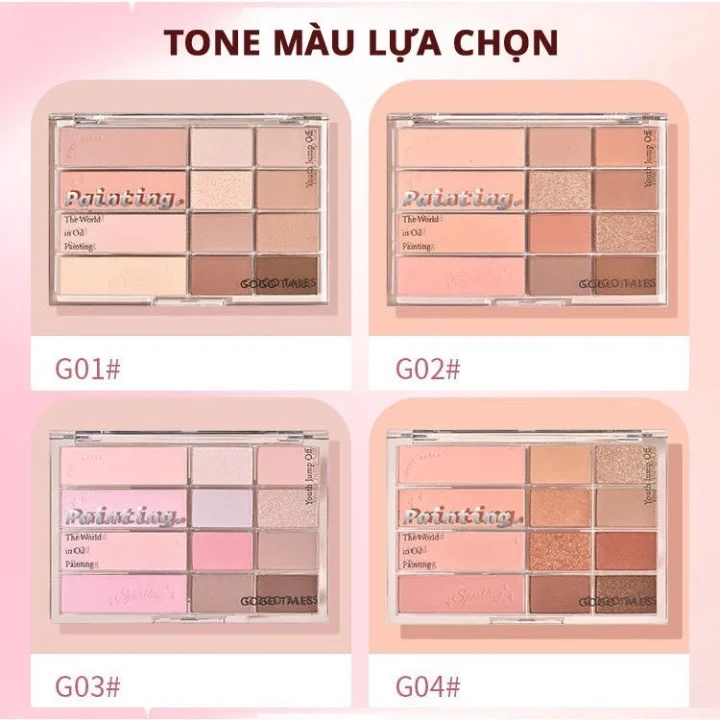 Bảng phấn mắt + má gogo tales 12 ô G02