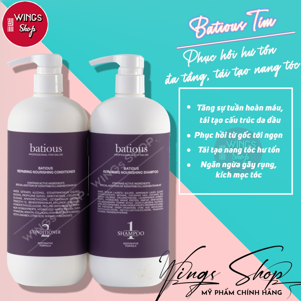 Cặp gội xả Batious Tím 500ml