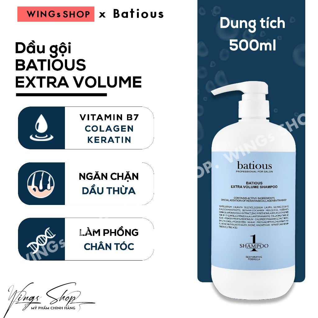 Cặp gội xả Batious Xanh 500ml