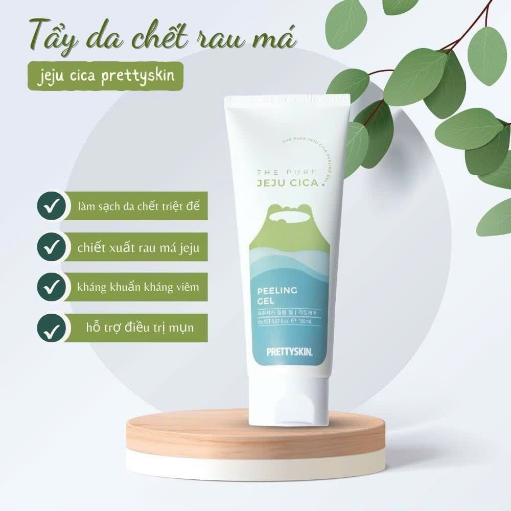 (Tuýp Trắng Đục) Tẩy da chết rau má JEJU CICA Prettyskin Peeling gel 150ml