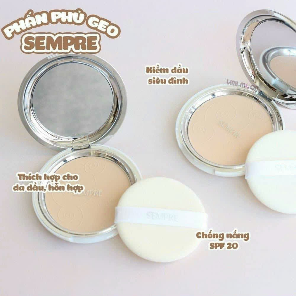 (Hộp Trắng Bạc) - Phấn GEO Trắng Sempre Happy & Please Pact - Tone 1