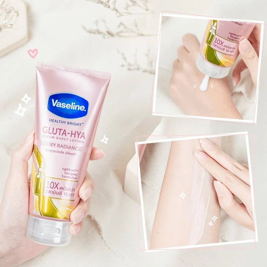 Dưỡng thể 10X Vaseline Gluta Hya Serum Burst Lotion Dewy Radiance hồng