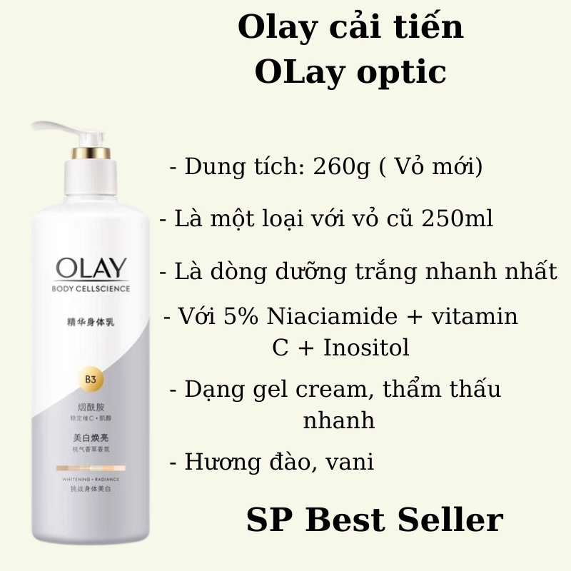 Dưỡng Olay dòng nâng cấp siêu trắng Vitamin C và Niacinamide 260ml