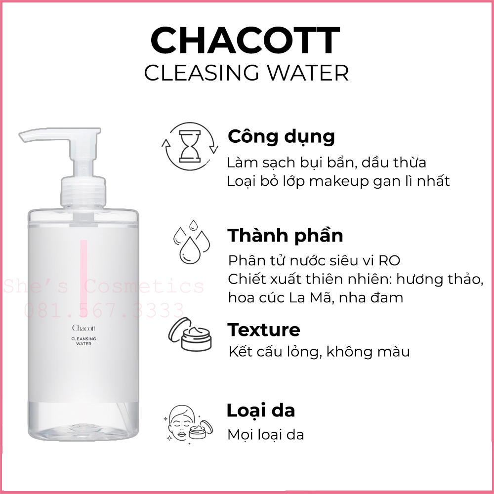 Nước tẩy trang Chacott 500ml