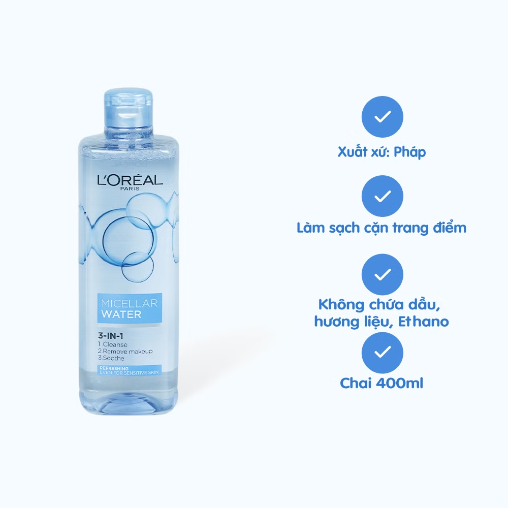 Nước tẩy trang Loreal hồng 400ml (công ty)