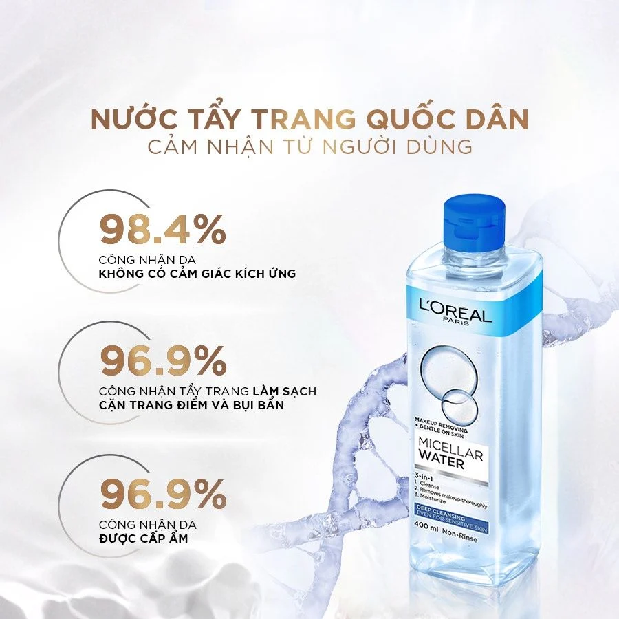 Nước tẩy trang Loreal hồng 400ml (công ty)