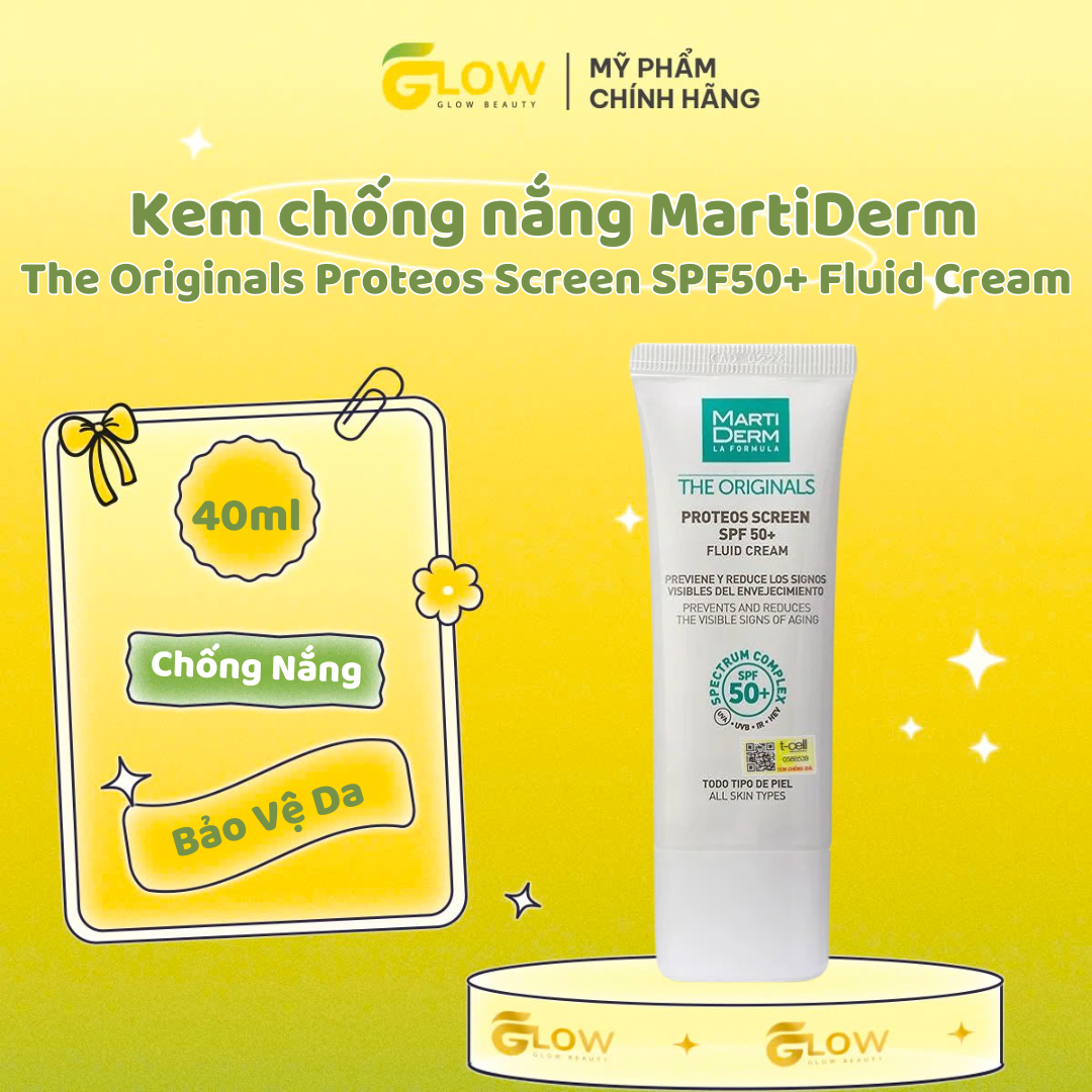 Kem chống nắng ngừa nắng MartiDerm The Originals Proteos Screen SPF50+ Fluid Cream 40ml (Xách tay) (Không tem)