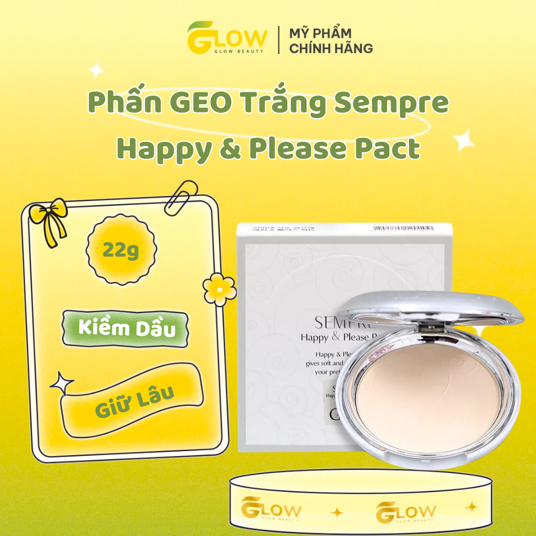 (Hộp Trắng Bạc) - Phấn GEO Trắng Sempre Happy & Please Pact - Tone 1