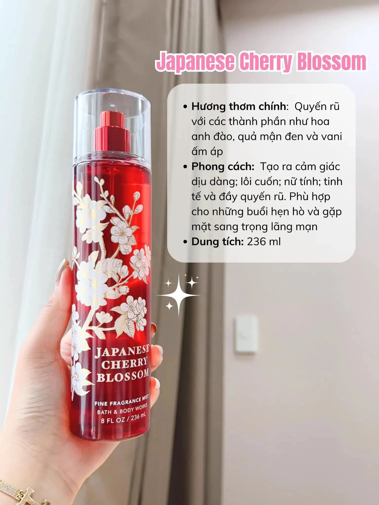 (MẪU CŨ) Xịt Thơm Japanese Cherry Blossom - Bath Body Works