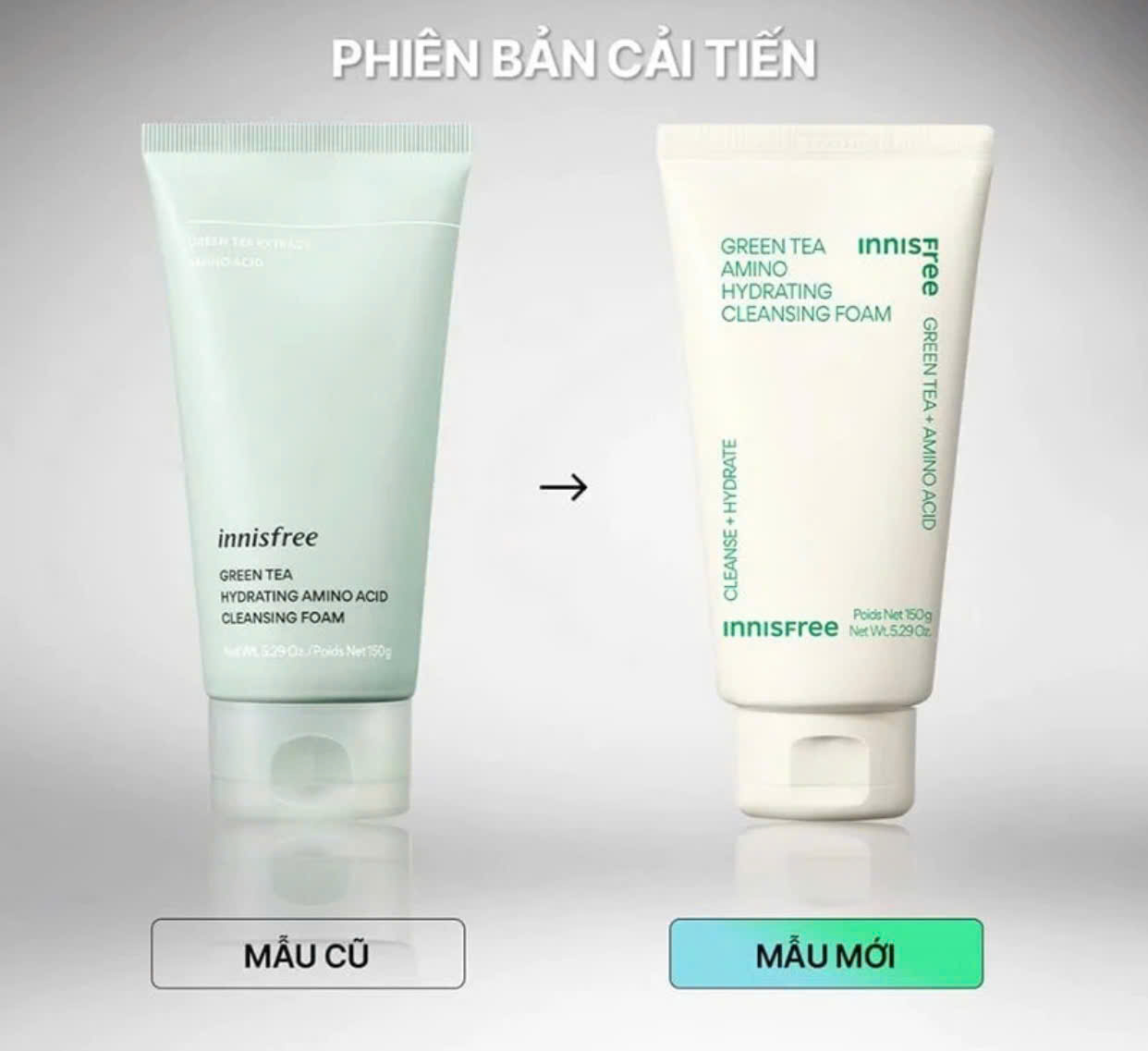 Innisfree - sữa rửa mặt trà xanh 150ml (mẫu mới)