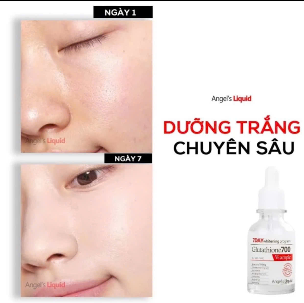 Serum dưỡng trắng Angel's Liquid 7Day Whitening Program Glutathione 700 V-Ampoule 30ml