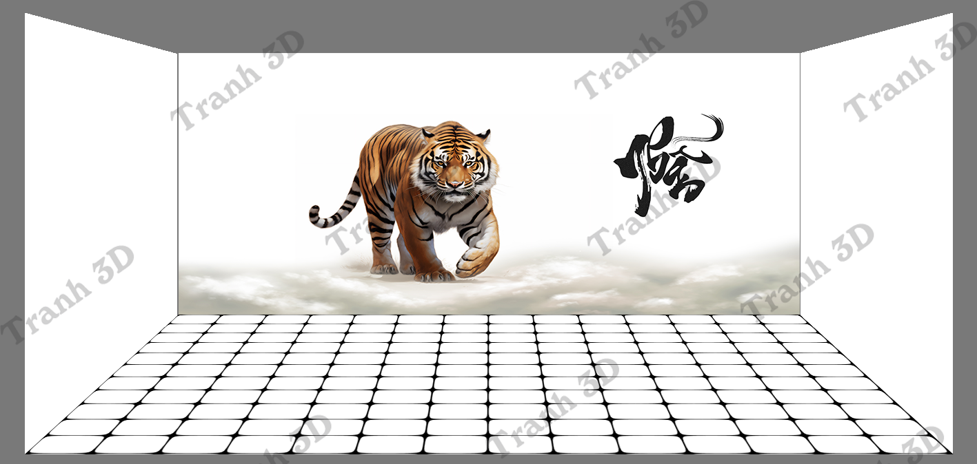 Tranh Con Hổ - Ngựa - Công-Tranh 3D  Dán Hồ Cá - Decal Dán Hồ- Cá Cảnh Thiên Phước