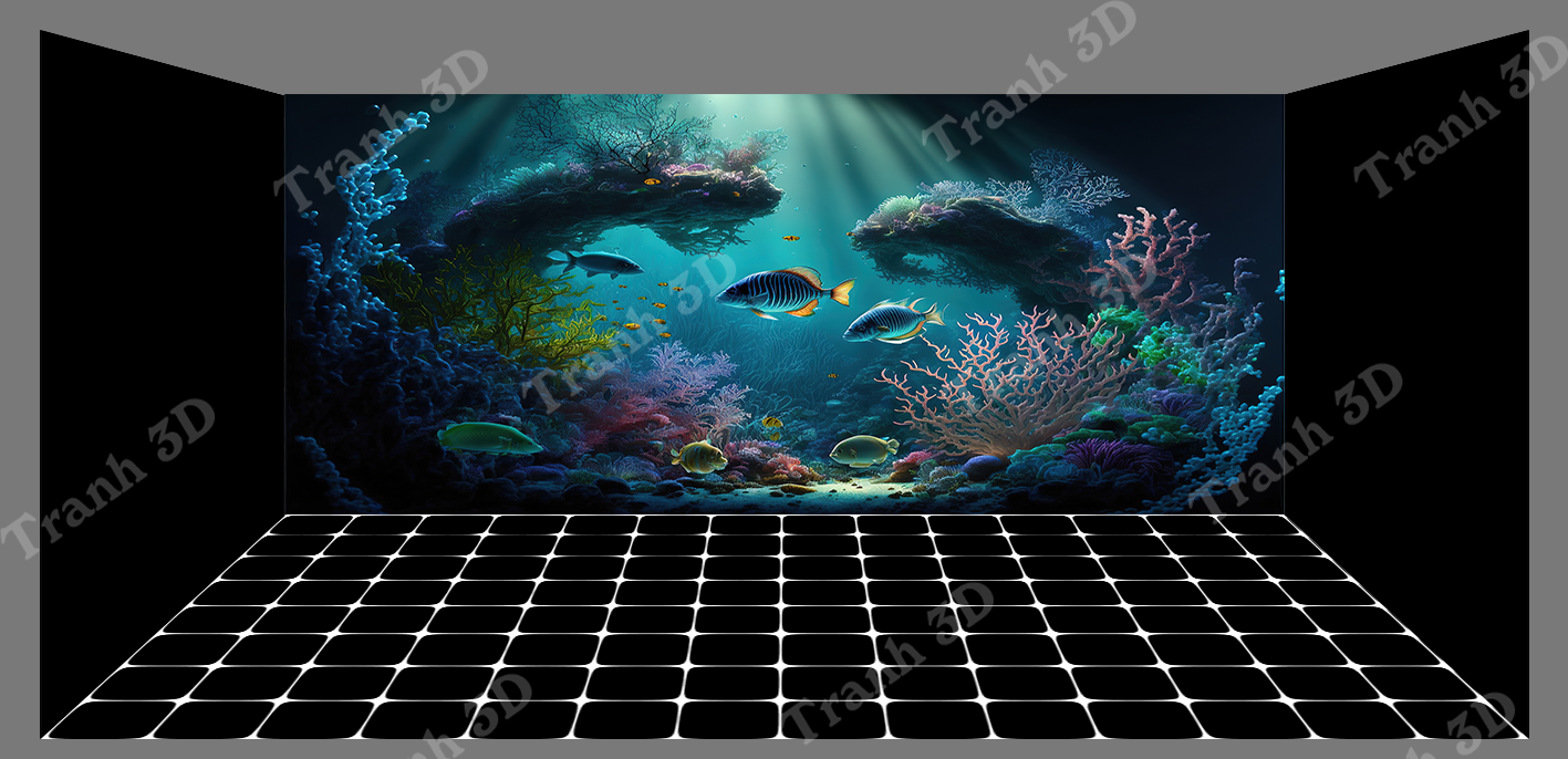 Nền Đen -Tranh 3D  Dán Hồ Cá - Decal Dán Hồ- Cá Cảnh Thiên Phước
