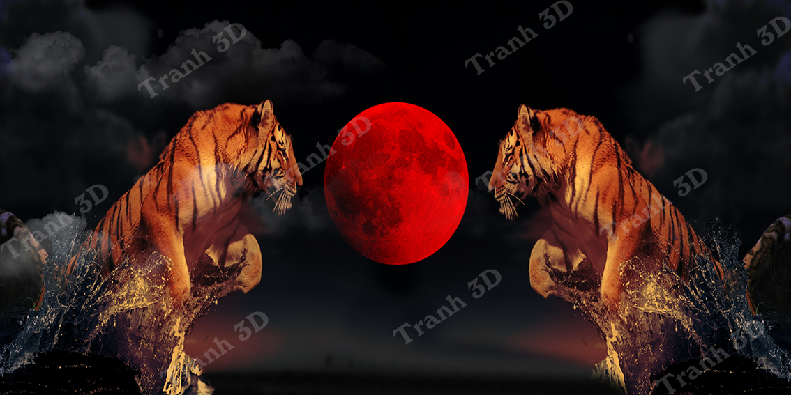 Tranh Con Hổ - Ngựa - Công-Tranh 3D  Dán Hồ Cá - Decal Dán Hồ- Cá Cảnh Thiên Phước