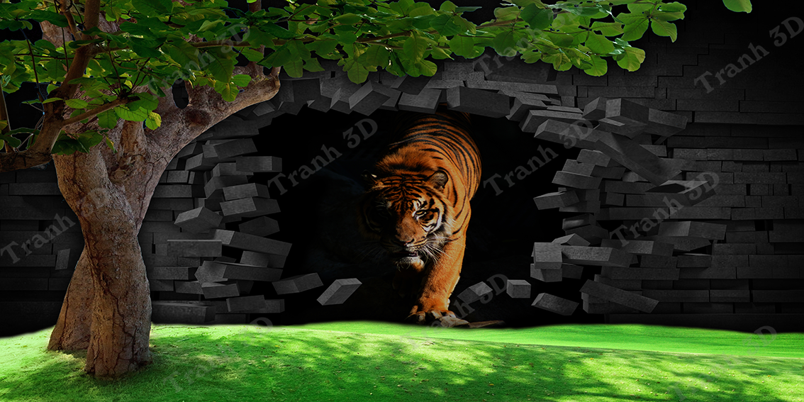 Tranh Con Hổ - Ngựa - Công-Tranh 3D  Dán Hồ Cá - Decal Dán Hồ- Cá Cảnh Thiên Phước