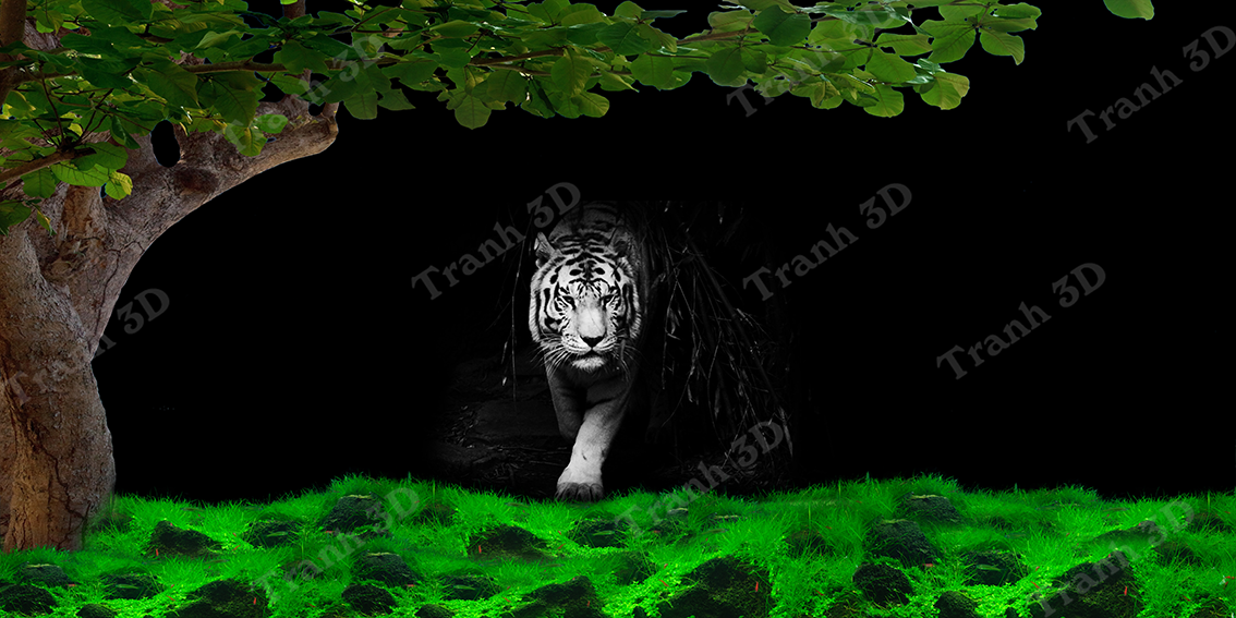 Tranh Con Hổ - Ngựa - Công-Tranh 3D  Dán Hồ Cá - Decal Dán Hồ- Cá Cảnh Thiên Phước