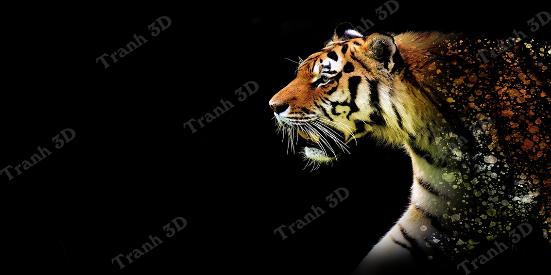 Tranh Con Hổ - Ngựa - Công-Tranh 3D  Dán Hồ Cá - Decal Dán Hồ- Cá Cảnh Thiên Phước