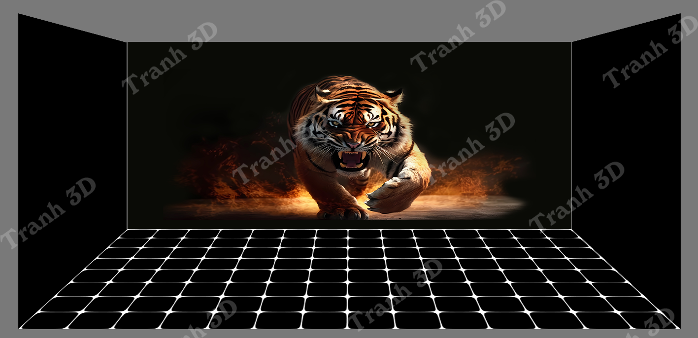 Tranh Con Hổ - Ngựa - Công-Tranh 3D  Dán Hồ Cá - Decal Dán Hồ- Cá Cảnh Thiên Phước