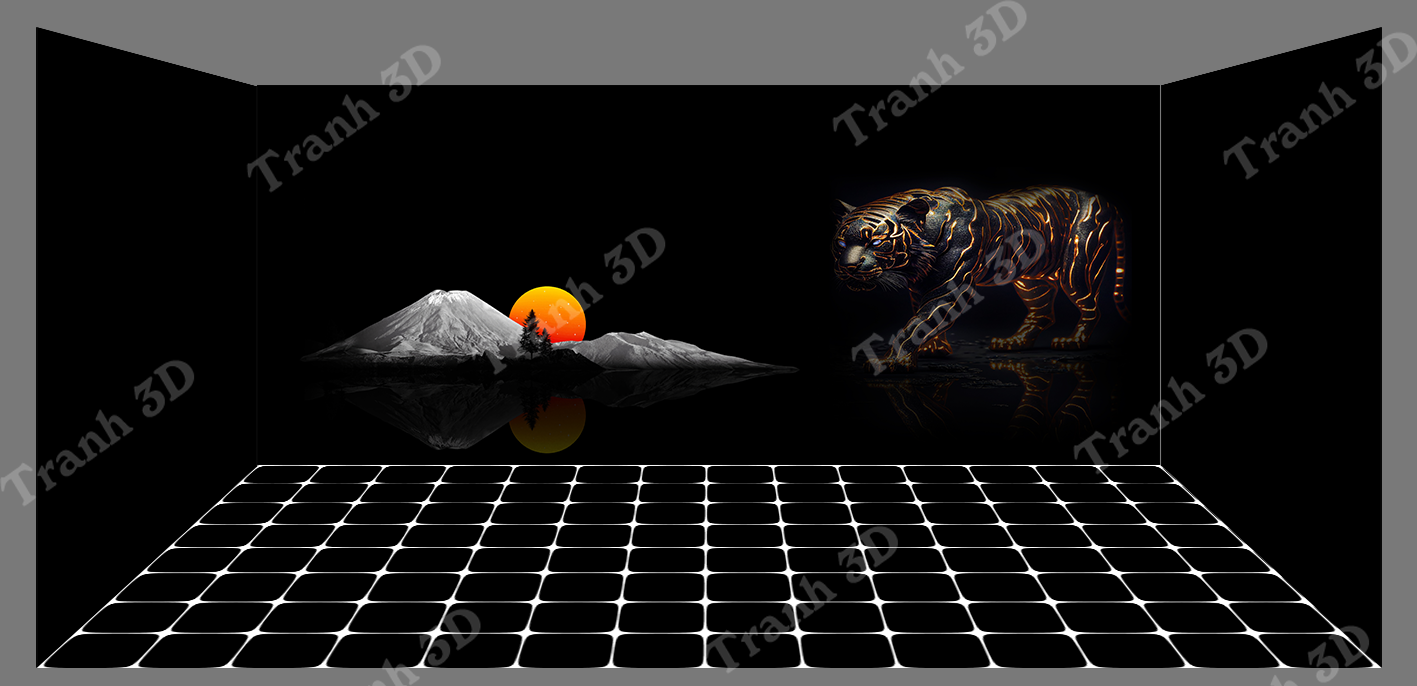 Tranh Con Hổ - Ngựa - Công-Tranh 3D  Dán Hồ Cá - Decal Dán Hồ- Cá Cảnh Thiên Phước