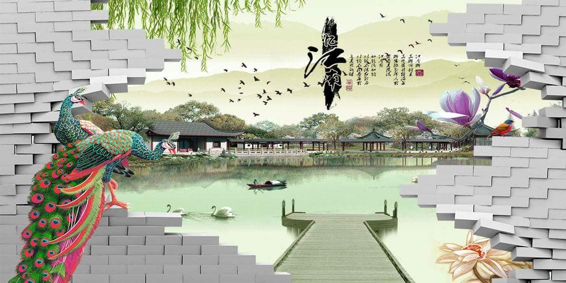 Tranh Con Hổ - Ngựa - Công-Tranh 3D  Dán Hồ Cá - Decal Dán Hồ- Cá Cảnh Thiên Phước