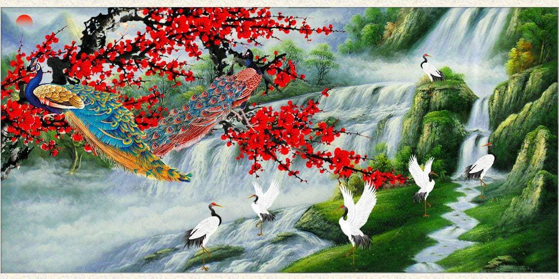 Tranh Con Hổ - Ngựa - Công-Tranh 3D  Dán Hồ Cá - Decal Dán Hồ- Cá Cảnh Thiên Phước
