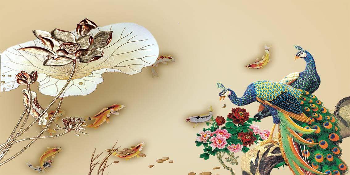 Tranh Con Hổ - Ngựa - Công-Tranh 3D  Dán Hồ Cá - Decal Dán Hồ- Cá Cảnh Thiên Phước