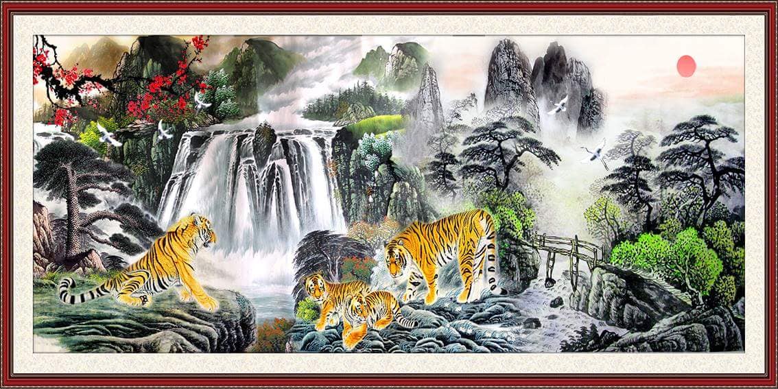Tranh Con Hổ - Ngựa - Công-Tranh 3D  Dán Hồ Cá - Decal Dán Hồ- Cá Cảnh Thiên Phước