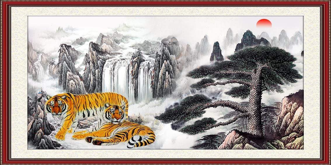 Tranh Con Hổ - Ngựa - Công-Tranh 3D  Dán Hồ Cá - Decal Dán Hồ- Cá Cảnh Thiên Phước