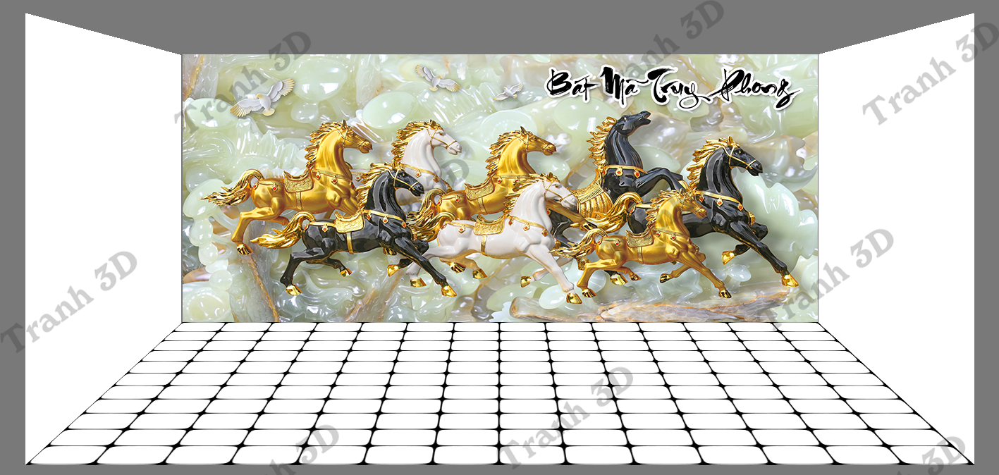 Tranh Con Hổ - Ngựa - Công-Tranh 3D  Dán Hồ Cá - Decal Dán Hồ- Cá Cảnh Thiên Phước