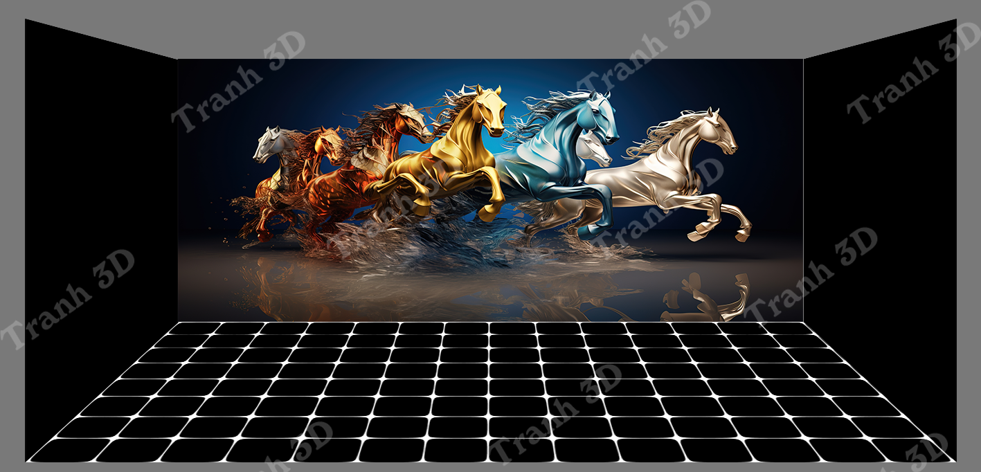 Tranh Con Hổ - Ngựa - Công-Tranh 3D  Dán Hồ Cá - Decal Dán Hồ- Cá Cảnh Thiên Phước
