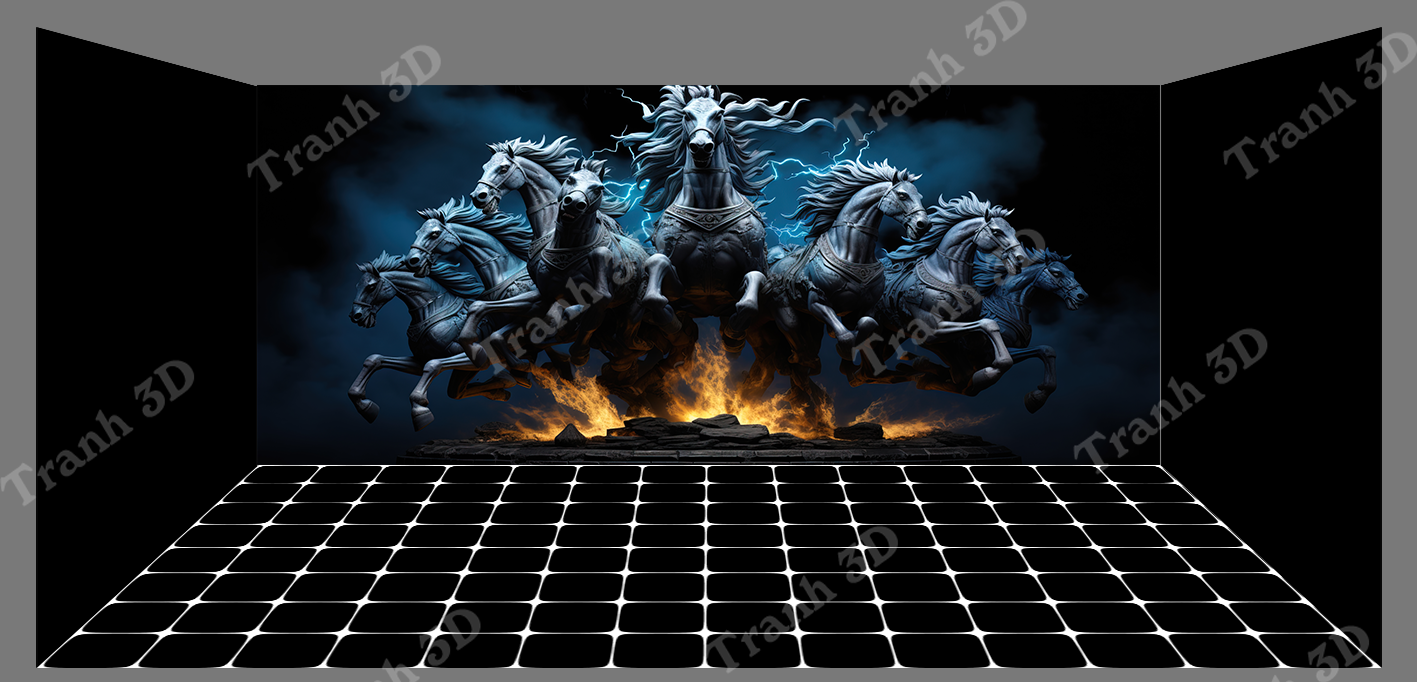 Tranh Con Hổ - Ngựa - Công-Tranh 3D  Dán Hồ Cá - Decal Dán Hồ- Cá Cảnh Thiên Phước
