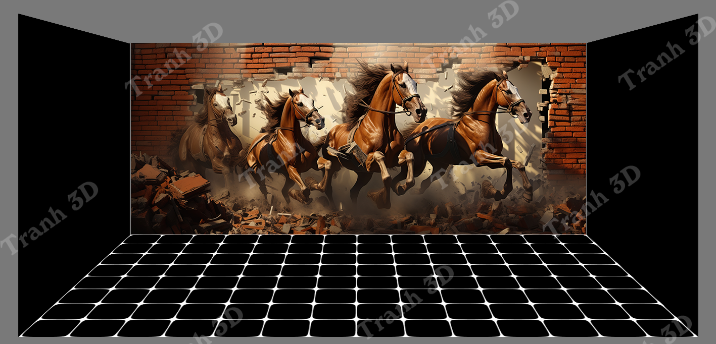 Tranh Con Hổ - Ngựa - Công-Tranh 3D  Dán Hồ Cá - Decal Dán Hồ- Cá Cảnh Thiên Phước